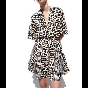 Zara Black and White Wrap V-Neck Midi Sundress